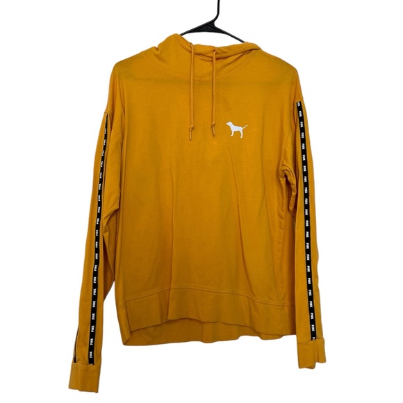 Victoria's Secret Pink Hoodie Varsity Tee Shirt in Golden SZ M | Yellow VS Pink - Picture 1 of 12